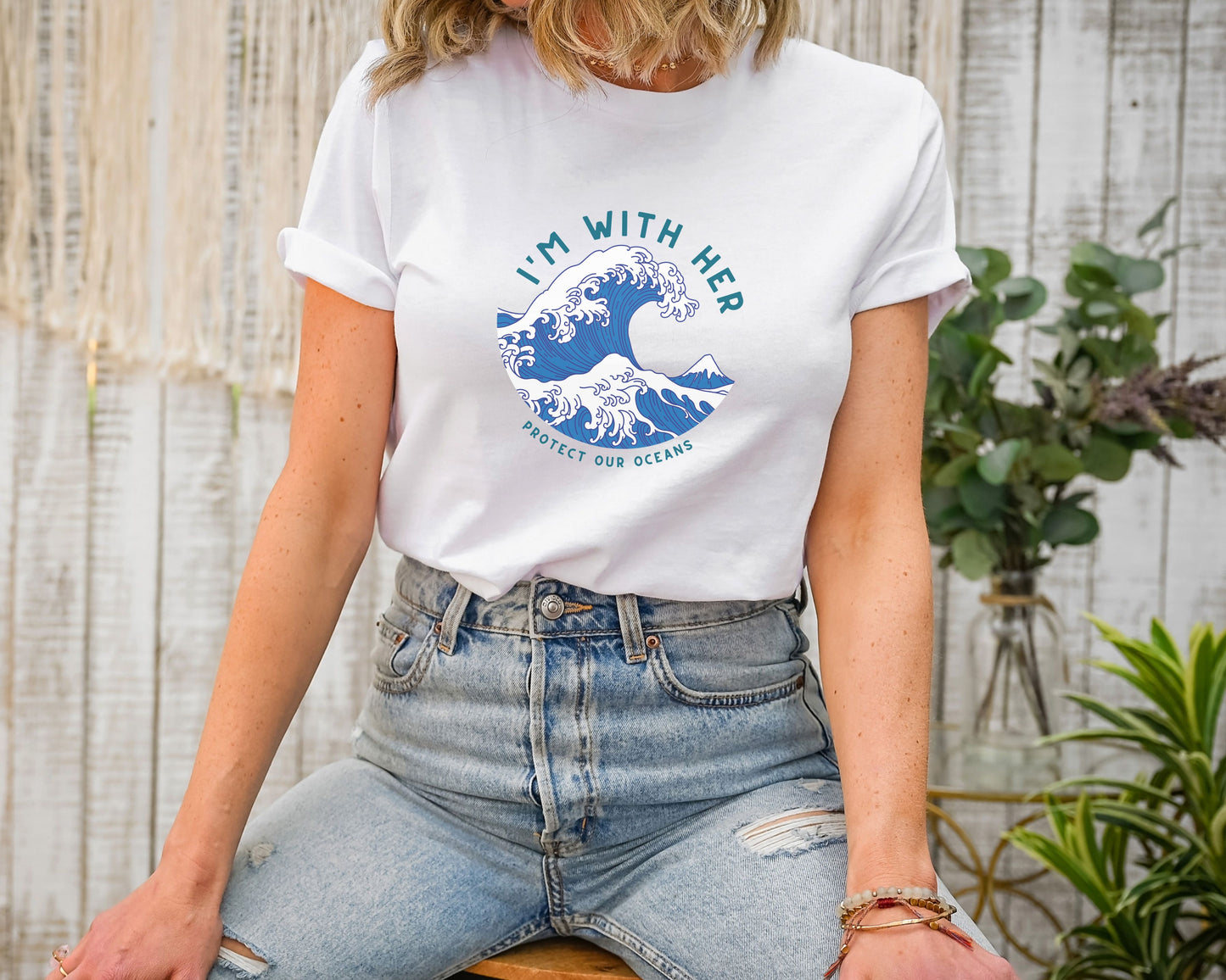 Environmental Activism Tee, Ocean Conservation Shirt, I'm With Her Top, Protect the Ocean Apparel